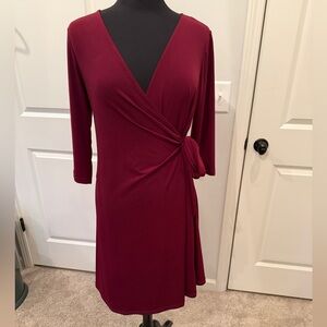 Maternity Elegant Burgundy Wrap Dress M
